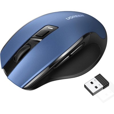 Мышка компьютерная беспроводная UGREEN MU006 (15064) Ergonomic Wireless Mouse 2.4G 4000DPI Silence Design. Цвет: синий