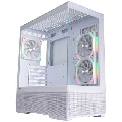 Корпус Mid-Tower 1STPLAYER CV7 ARGB белый [закаленное стекло, 5 x 120 мм, 0.5 мм, без БП] [CV7-WH-2FAR-W-2FH7R-W-1FH7-W]
