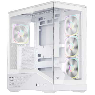 Корпус Mid-Tower 1STPLAYER GM7 белый [закаленное стекло, 4 x 120 мм, 0.7 мм, без БП] [GM7-WH-3FN7R-W-1FN7-W]
