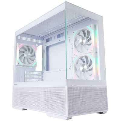 Корпус Mini-Tower 1STPLAYER CV6 ARGB белый [закаленное стекло, 5 x 120 мм, 0.5 мм, без БП] [CV6-WH-2FAR-W-2FH7R-W-1FH7-W]