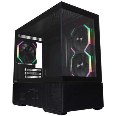 Корпус Mini-Tower 1STPLAYER CV6 ARGB черный [закаленное стекло, 5 x 120 мм, 0.5 мм, без БП] [CV6-BK-2FAR-2FH7R-1FH7]