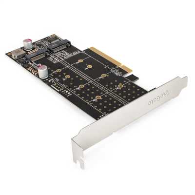 Материнские платы EXEGATE 11091647 — EX298298RUS Переходник ExeGate EXE-597E2 (2 x M.2 M key -> PCI-E x8 v3.0, для установки двух SSD M.2 2230/2242/2260/2280/22110 M key NGFF в слот PCI-E, материнская плата должна быть c функцией
