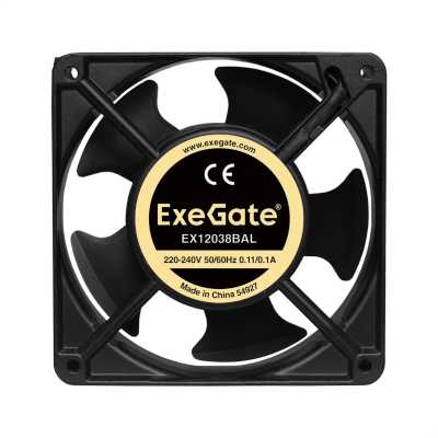Вентилятор для корпуса EXEGATE EX12038BAL 120x120x38mm, 2700rpm, 83CFM, 43dBA, 220V, кабель 300мм EX289017RUS