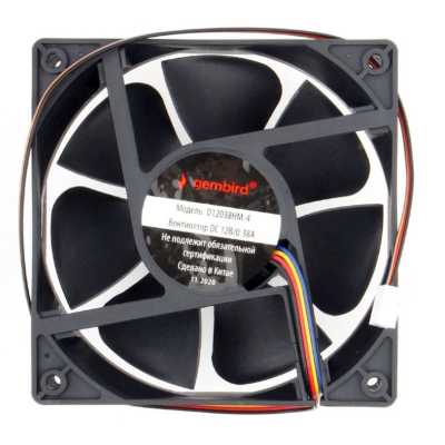 Вентилятор для корпуса GEMBIRD D12038HM-4 120x120x38, гидродинамический, 4 pin, провод 40 см