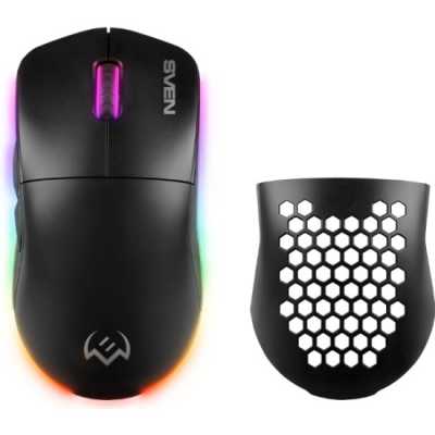 Мышь беспроводная SVEN RX-G980W чёрная (6+1кл. 50-26000 DPI, ПО, RGB-подсветка, игров. упак) SV-022648