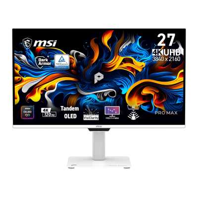 Монитор MSI 26.5" Max 271UPXW12G белый QD OLED LED 16:9 HDMI M/M матовая HAS Piv 250cd 178гр/178гр 3840x2160 120Hz FreeSync Premium Pro DP 4K USB 6.6кг