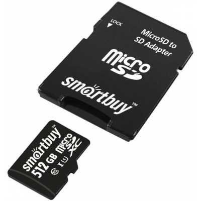 Флеш карта Micro SecureDigital 512GB Smartbuy Class10 UHS (с адаптером SD) SB512GBSDCL10-01