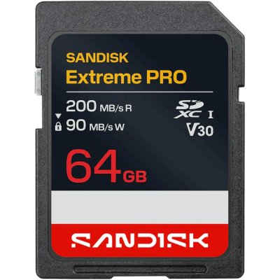 Флеш карта SDHC 64GB SanDisk Extreme PRO Class 10, UHS-I, R 200 МБ/с, <SDSDXXU-064G-GUCIN>