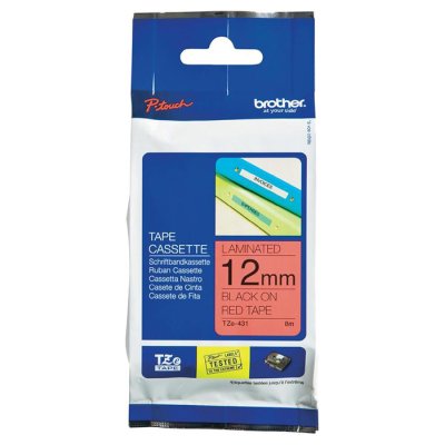 Картридж ленточный Brother TZE431 черный на красном 12x8 для Brother P-touch