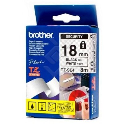 Картридж ленточный Brother TZESE4 черный на белом 18x8 для Brother P-Touch