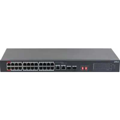 Коммутатор Dahua DH-S3226-24ET-375 (L2) 24x100Мбит/с 2x1Гбит/с 2xКомбо(1000BASE-T/SFP) 24PoE 375W не