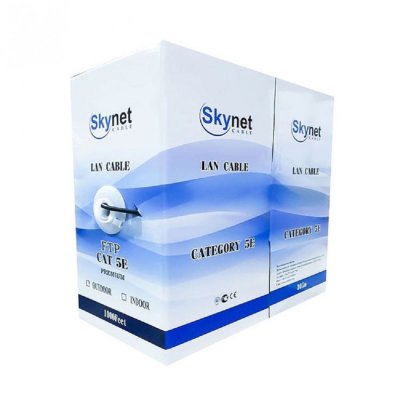 Кабель FTP SkyNet indoor, медный, FLUKE TEST, кат.5e, 2x2x0,46, однож., 305 м, box, серый [CSL-FTP-2-CU]