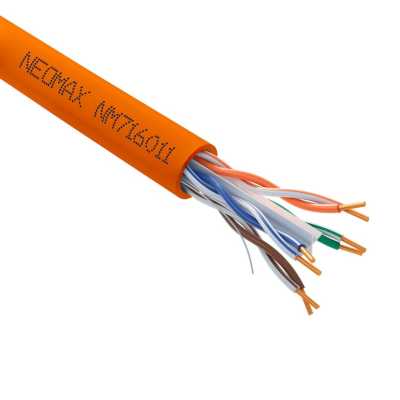 Кабель NEOMAX [NM716011] U/UTP cat.6 4x2x0.57, 23 AWG, Медь, внутренний, LSZH, 305м, оранжевый; Fluke Tested