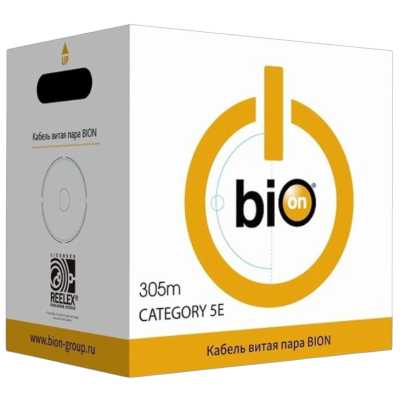 Кабель витая пара Bion BCL-F5480-181 F/UTP, кат.5e, 4x2x0,48 мм AWG 24, медь, одножильный, PVC, для внутренней прокладки, 305м, серый