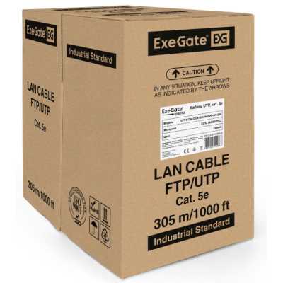 Патч-корды медные EXEGATE 1453969 — EX261518RUS Кабель UTP 4 пары кат.5e Exegate Special CCA, 26AWG, бухта 305м, серый, PVC