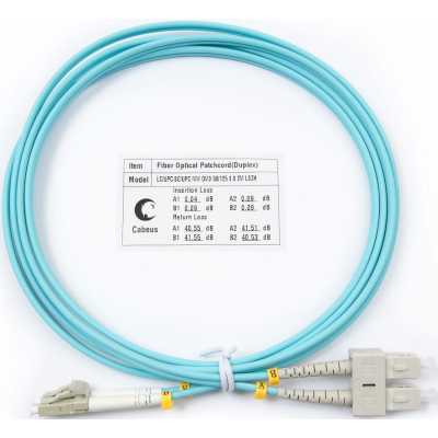 Патч-корд CABEUS FOP-50-LC-SC-2m duplex LC-SC 50/125 mm OM3 2м LSZH