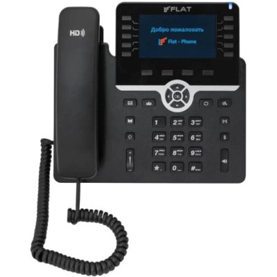 IP-телефон Flat-Phone B10: 20 SIP-аккаунтов, 2 порта 10/100/1000BASE-T (RJ-45), ЖК-дисплей, PoE, адаптер питания 220В, ТОРП