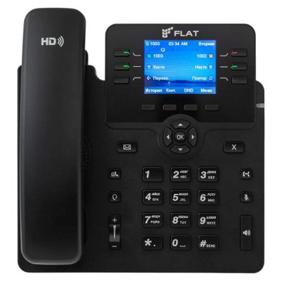 IP-телефон Flat-Phone B6: 6 SIP-аккаунтов, 2 порта 10/100/1000BASE-T (RJ-45), ЖК-дисплей, PoE, адаптер питания 220В, ТОРП