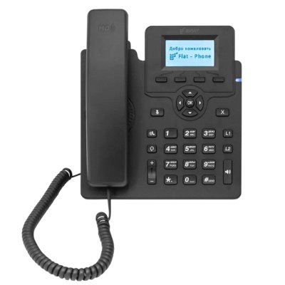 IP-телефон Flat-Phone C10: 2 SIP-аккаунта, 2 порта 10/100BASE-T (RJ-45), ЖК-дисплей, PoE, адаптер питания 220В, ТОРП