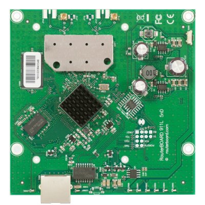 Плата роутера MikroTik 911 Lite5 dual with 600MHz Atheros CPU, 64MB RAM, 1x LAN, built-in 5Ghz 802.11a/n 2x2 two chain wireless, 2xMMCX connectors, RouterOS L3