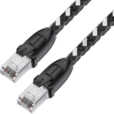 Патч-корд GCR PROF прямой 3.0m, UTP медь cat.6, STRONG черно-белый нейлон, ethernet high speed 10 Гбит/с, T568B, GCR-52778