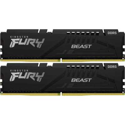 Оперативная память Kingston Fury Beast, DDR5, 16GB (2x8GB), 5200MHz, CL40, DIMM, радиатор, черный