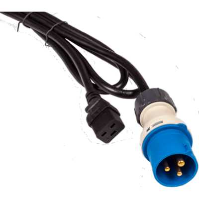 Шнур питания LANMASTER C19-I309 Male, 3х2.5, 220В, 16А, черный, 2.5 м.