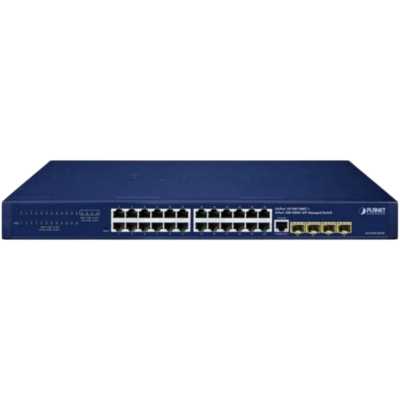 Коммутатор PLANET GS-4210-24T4S IPv4/IPv6, 24-Port 10/100/1000T + 4-Port 100/1000X SFP L2/L4 SNMP Manageable Gigabit Ethernet Switch(supports ERPS Ring, CloudViewer app, MQTT and Cybersecurity feature)