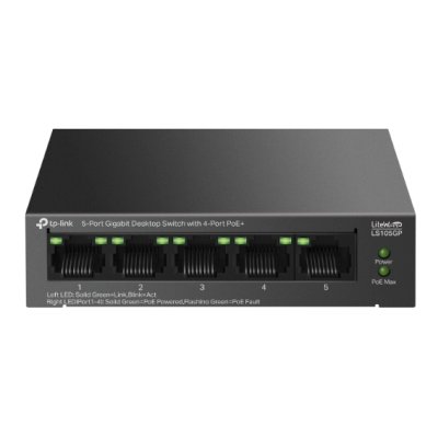 Коммутатор настольный TP-Link LS105GP с 5 гигабитными портами (4 порта PoE+)