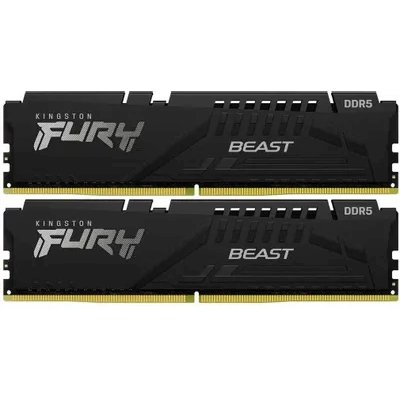 Оперативная память Kingston Fury Beast, DDR5, 16GB (2x8GB), 5600MHz, CL36, DIMM, с радиаторами, черный