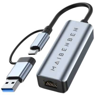 Адаптер-переходник Maibenben Adapter USB-C/USB-A to RJ45 LAN 1000M