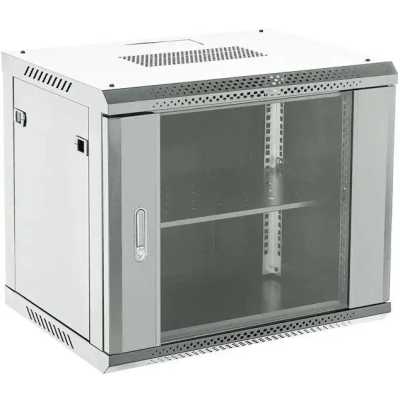 Настенный телекоммуникационный шкаф Rexant 19" 9U 550×400 мм, дверь стекло, с задней стенкой, разборный, серый (RAL 7035)