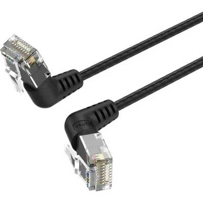 Патч-корд Vention прямой UTP cat.6a, RJ45 угол 90 - 8м. Черный
