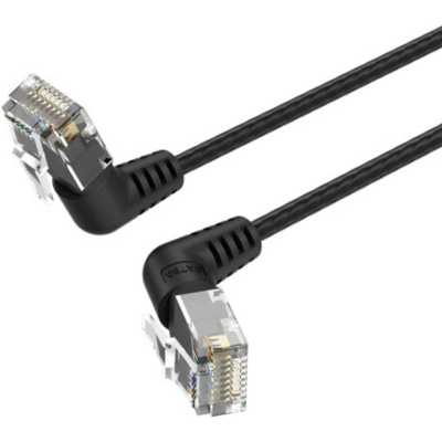 Патч-корд Vention прямой UTP cat.6a, RJ45 угол 90 - 10м. Черный
