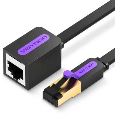 Патч-корд удлинитель Vention ICBBH прямой SSTP cat.7, RJ45 - 2м. черный плоский