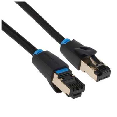 Патч-корд Vention прямой SFTP cat.8 RJ45 - 3 м. черный Тканевая оплетка