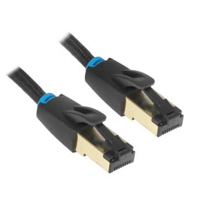 Патч-корд Vention прямой SFTP cat.8 RJ45 - 5м. черный Тканевая оплетка