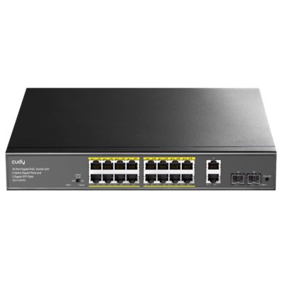 Коммутатор Cudy GS1018PS2, 16×1 Гбит/с, 2×1 Гбит/с Combo (RJ-45/SFP), 2×1 Гбит/с SFP