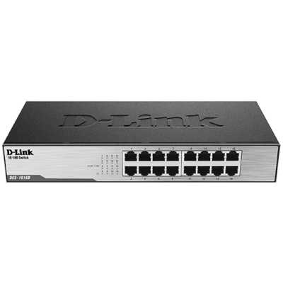 Коммутатор D-Link DES-1016D/I1A, 16×100 Мбит/с, неуправляемый