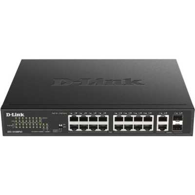 Коммутатор D-Link DES-1018MPV2/A1A, 16×100 Мбит/с + 2×1 Гбит/с Combo, неуправляемый