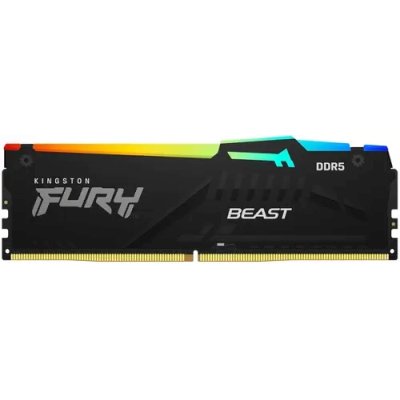 Оперативная память Kingston Fury Beast, DDR5, 32Gb (1x32Gb), 5200MHz, CL40, DIMM, с радиаторами, RGB, черный