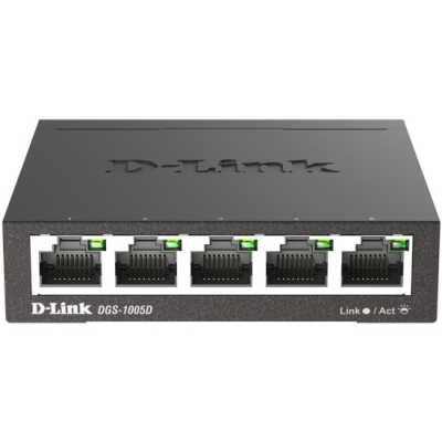 Коммутатор D-Link DGS-1005D, 5×1 Гбит/с, неуправляемый