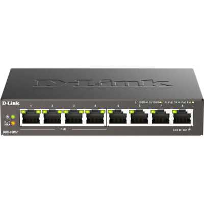 Коммутатор D-Link DGS-1008P/F3A, 8×1 Гбит/с, неуправляемый