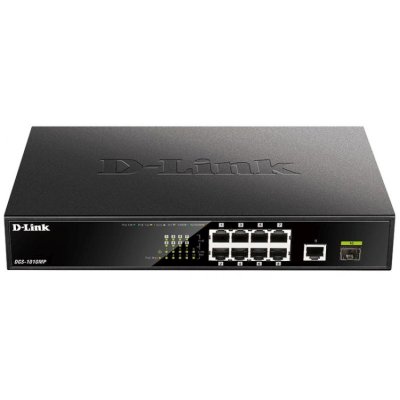 Коммутатор D-Link DGS-1010MP/A1A, 9×1 Гбит/с + 1×1 Гбит/с SFP, неуправляемый