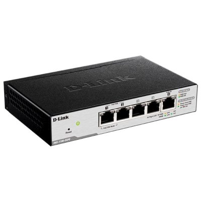 Коммутатор D-Link DGS-1100-05PDV2/A1A, 4×1 Гбит/с + 1×1 Гбит/с PD, настраиваемый