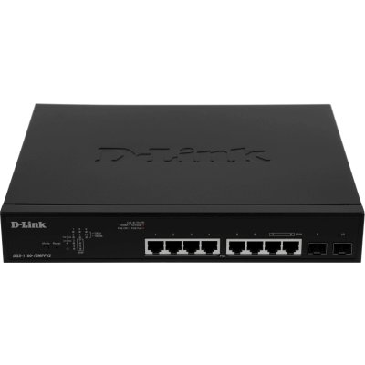 Коммутатор D-Link DGS-1100-10MPPV2/A, 8×1 Гбит/с + 2×1 Гбит/с SFP, настраиваемый
