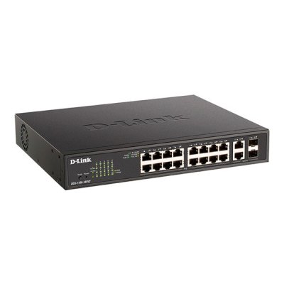 Коммутатор D-Link DGS-1100-18PV2/A, 16×1 Гбит/с + 2×1 Гбит/с SFP, настраиваемый