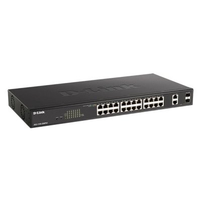 Коммутатор D-Link DGS-1100-26MPV2/A3A, 24×1 Гбит/с + 2×1 Гбит/с SFP, настраиваемый