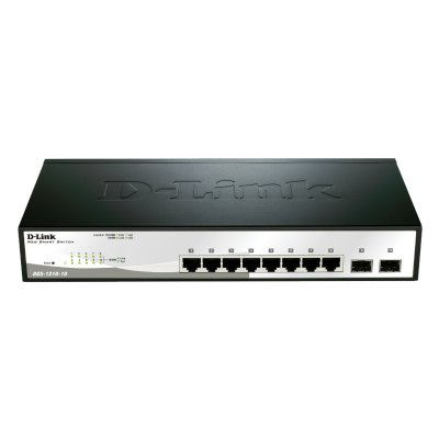 Коммутатор D-Link DGS-1210-10/F1A, 8×1 Гбит/с + 2×1 Гбит/с SFP, настраиваемый
