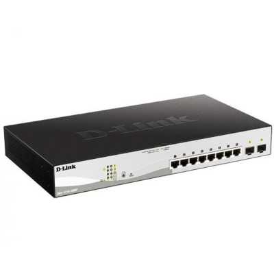 Коммутатор D-Link DGS-1210-10MP/FL2A, 8×1 Гбит/с PoE + 2×1 Гбит/с SFP, настраиваемый